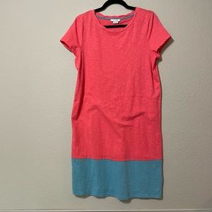 Boden Coral and Teal Colorblock Dress